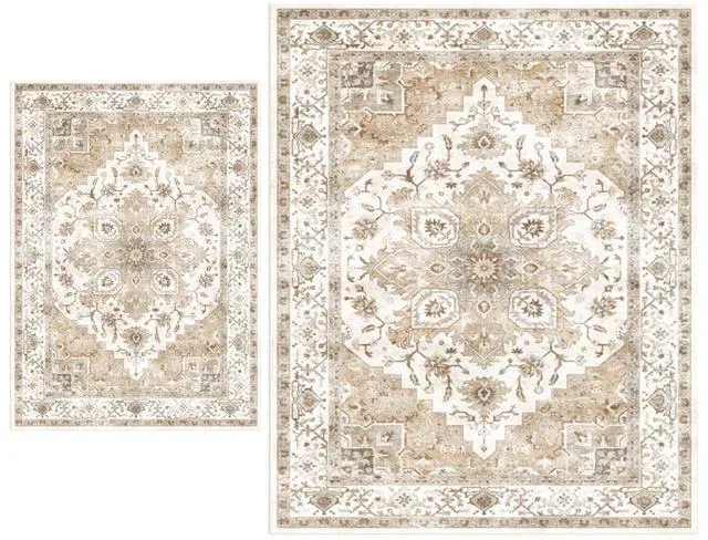 Main image of AMADA HOMEFURNISHING 8x10 and 4x6 Area Rugs Buying Together, Soft, Machine Washable, Stain-Resistant, Low-Profile Indoor Area Rugs with Non-Slip Backing & Durable Edge Binding