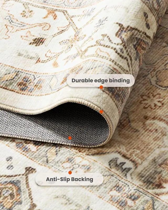 Alt view image 7 of 7 - AMADA HOMEFURNISHING 8x10 and 2x5 Area Rugs Buying Together, Soft, Machine Washable, Stain-Resistant, Low-Profile Indoor Area Rugs with Non-Slip Backing & Durable Edge Binding