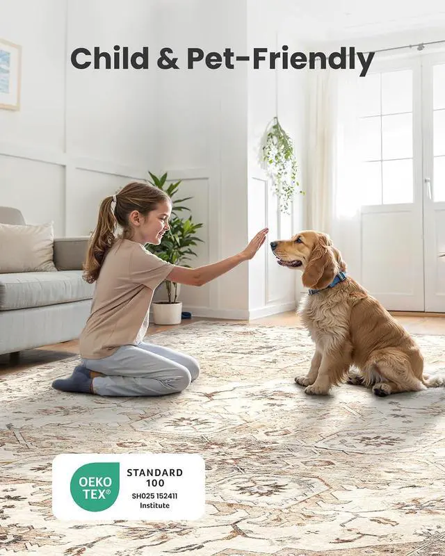 Alt view image 5 of 7 - AMADA HOMEFURNISHING 8x10 and 6x6 Round Area Rugs Buying Together, Soft, Machine Washable, Stain-Resistant, Low-Profile Indoor Area Rugs with Non-Slip Backing & Durable Edge Binding