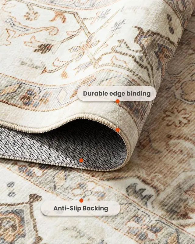 Alt view image 6 of 7 - AMADA HOMEFURNISHING 8x10 and 6x6 Round Area Rugs Buying Together, Soft, Machine Washable, Stain-Resistant, Low-Profile Indoor Area Rugs with Non-Slip Backing & Durable Edge Binding