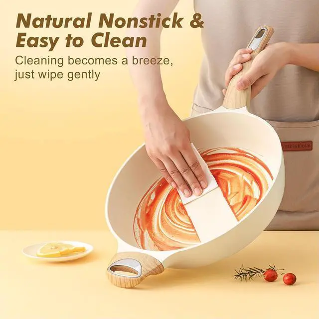 Alt view image 4 of 7 - Ceramic Nonstick Frying Pan Skillet with Lid, 12 Inch Large Deep Frying Pan, 5 Qt Saute Pan, Induction Pan, Healthy Non Toxic Cooking Pan with Helper Handle, PFOA PFAS PTFE Free