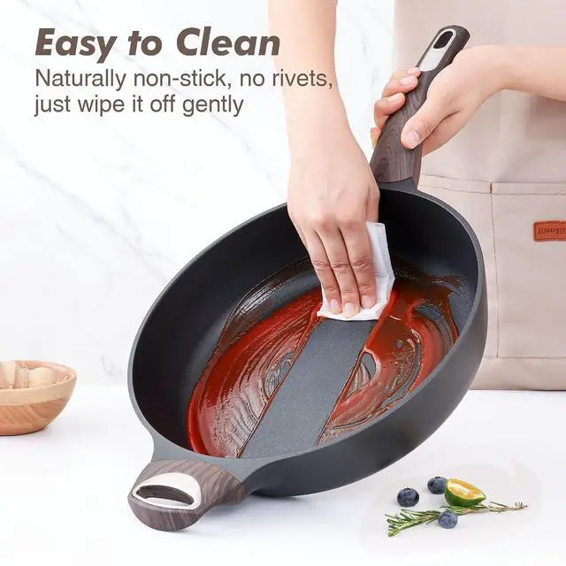 Alt view image 3 of 7 - 6.6 QT Nonstick Stock Pot with Lid,Induction Compatible,13.3 Inch Nonstick Frying Pan Skillet with Lid,PFOA PFOS Free