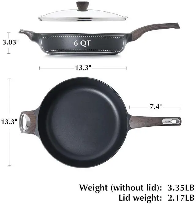Alt view image 7 of 7 - 6.6 QT Nonstick Stock Pot with Lid,Induction Compatible,13.3 Inch Nonstick Frying Pan Skillet with Lid,PFOA PFOS Free