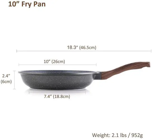 Alt view image 6 of 7 - Nonstick Frying Pan Skillet, Swiss Granite Coating Omelette Pan, Healthy Stone Cookware Chef's Pan, PFOA Free (8/9.5/10/11/12.5 Inch) (10 Inch)