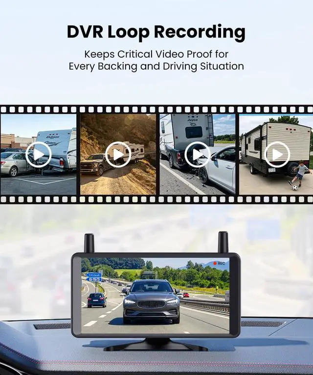 Alt view image 7 of 7 - AUTO-VOX 2 Solar Wireless Backup Camera: 1Min Quick Install, Dual Antenna for Stable Real-Time View, 6" Dual-Split Screen with 1080P Color Night Vision, Long Battery Rechargable for Car Truck Trailer