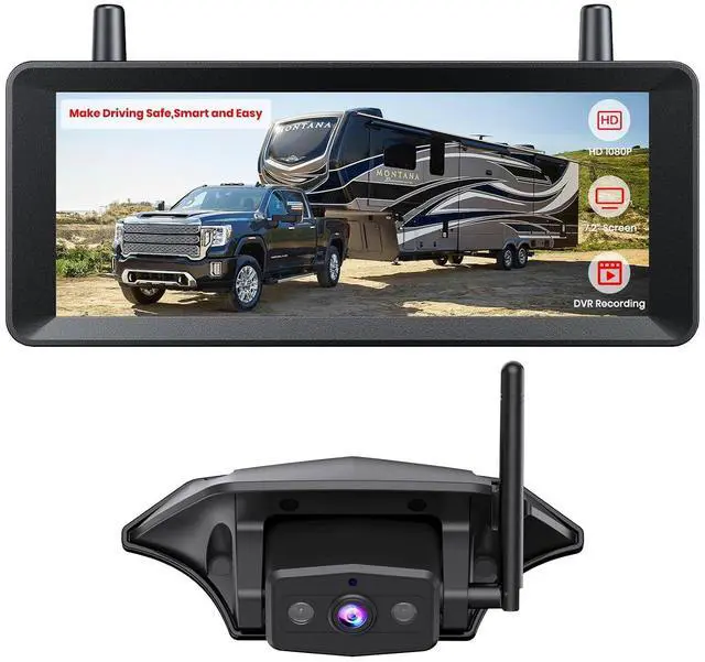 Main image of AUTO-VOX Wireless RV Backup Camera: 30Min Plug and Play Setup, Smooth Live View Even Past 60ft, 7.2" 1080P DVR Monitor, Super IR Night Vision Back up Camera Works with Pre-Wired RV, 5th Wheel, Trailer