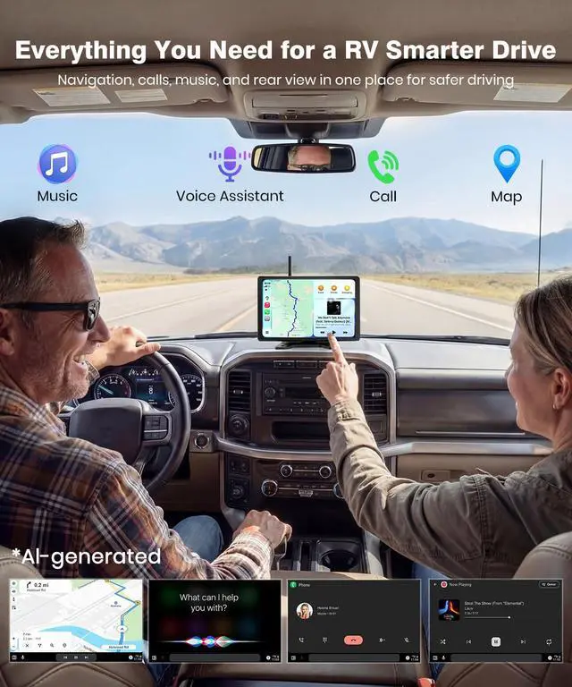 Alt view image 5 of 7 - AUTO-VOX 8.2'' RV Backup Camera Wireless: Compatible with Pre-Wired RV, 1080P HD Monitor with CarPlay, Voice Control, IR Night Vision, DVR Recording Back Up Camera for Camper, Trailer, Motorhome