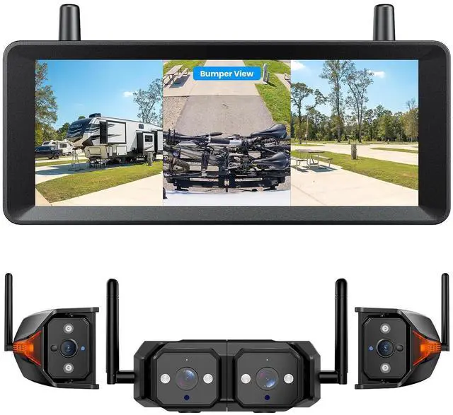 Main image of AUTO-VOX Wireless RV Backup Camera System: Dual Lens Rear and Side Coverage on 7.2" HD Monitor, Triple Split View, IR Night Vision, DVR Ready Back up Camera for RV, Travel Trailer, Motorhome, Camper