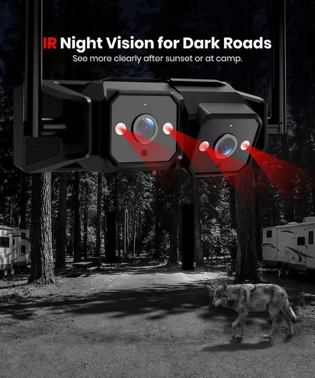 Alt view image 6 of 7 - AUTO-VOX Wireless RV Backup Camera System: Dual Lens Rear and Side Coverage on 7.2" HD Monitor, Triple Split View, IR Night Vision, DVR Ready Back up Camera for RV, Travel Trailer, Motorhome, Camper