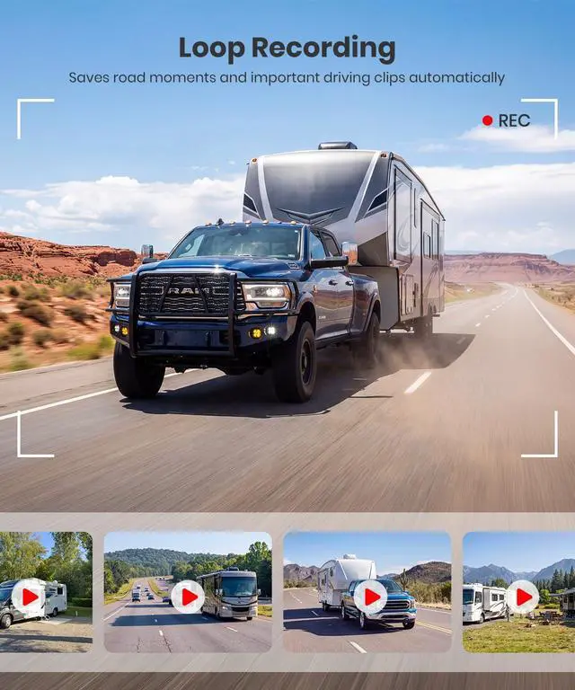Alt view image 7 of 7 - AUTO-VOX Wireless RV Backup Camera System: Dual Lens Rear and Side Coverage on 7.2" HD Monitor, Triple Split View, IR Night Vision, DVR Ready Back up Camera for RV, Travel Trailer, Motorhome, Camper