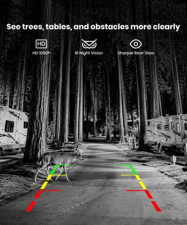 Alt view image 5 of 7 - AUTO-VOX Wireless RV Backup Camera: Dual Lens Road and Bumper View, Dual Antenna Smooth Live View, 7.2" 1080P DVR Monitor, IR Night Vision Back up Camera for Prewired RV, 5th Wheel, Trailer, Camper