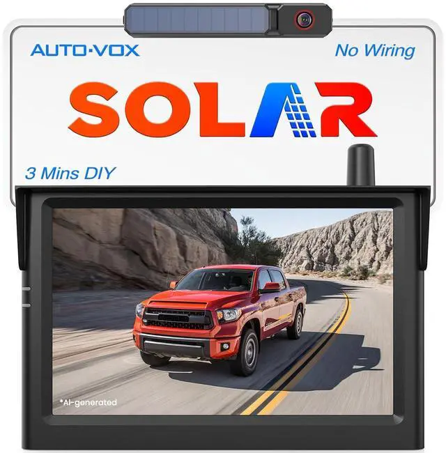 Main image of AUTO-VOX Solar Wireless Backup Camera:5" 1080P HD Monitor3-Minute Easy to Install & 5000mAh Battery Powered Back Up Camera System,IP69K Waterproof Wide Angle Reverse Camera for Car Truck Trailer Van