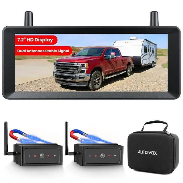 Main image of AUTO-VOX 7.2" Wireless Magnetic Backup Camera with Monitor, 1-Min Install, 1080P Dual Camera, 500ft Stable Signal, Built-In DVR Recording, IR Night Vision Backup Camera for RV, Truck, Trailer & Camper