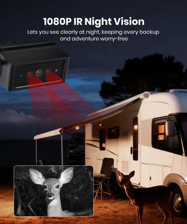 Alt view image 6 of 7 - AUTO-VOX Wireless Backup Camera Magnetic: 1 Min Install Trailer Hitch Camera, 1080P HD Monitor with IR Night Vision, Storage Bag Included, Easy to Move Between Vehicles for Truck, RV, Trailer