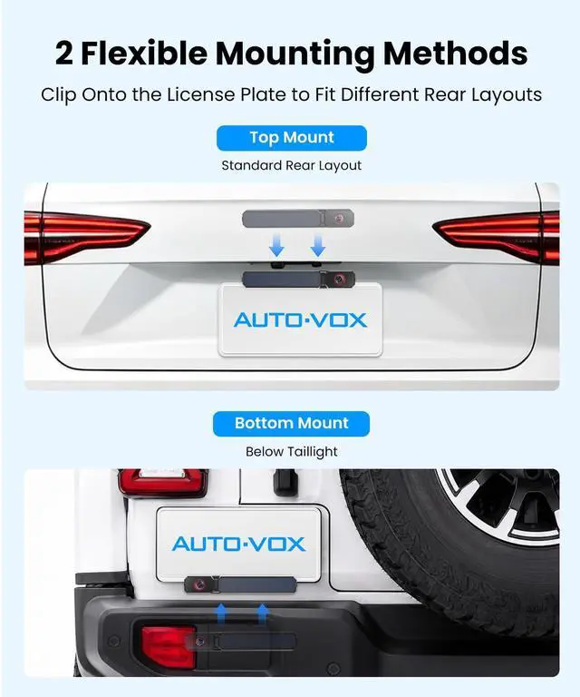 Alt view image 3 of 7 - AUTO-VOX 6 Inch Solar Backup Camera Wireless: 1 Minute Install, 16:9 1080P HD Monitor, Dual Channel Split Screen, Clear Live View, DVR Recording, IP69K Waterproof Back up Camera for Car,Truck, Trailer