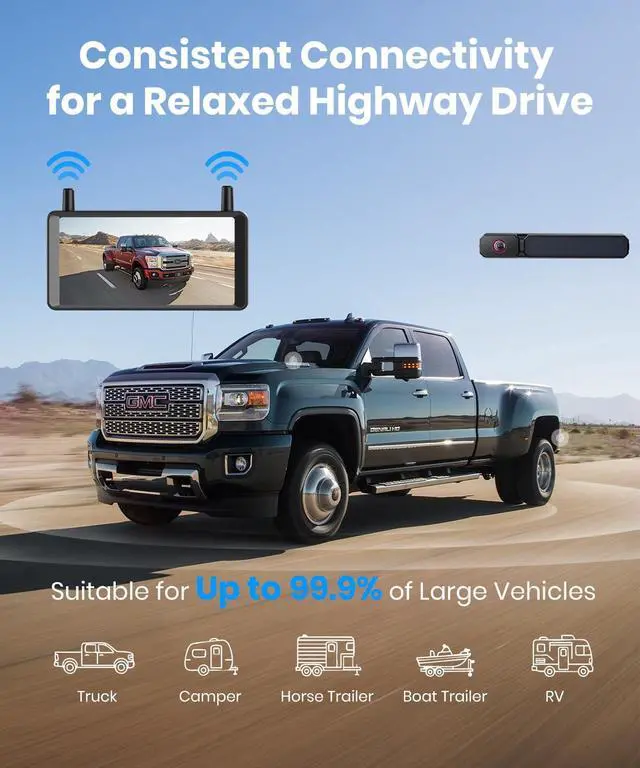 Alt view image 5 of 7 - AUTO-VOX 6 Inch Solar Backup Camera Wireless: 1 Minute Install, 16:9 1080P HD Monitor, Dual Channel Split Screen, Clear Live View, DVR Recording, IP69K Waterproof Back up Camera for Car,Truck, Trailer
