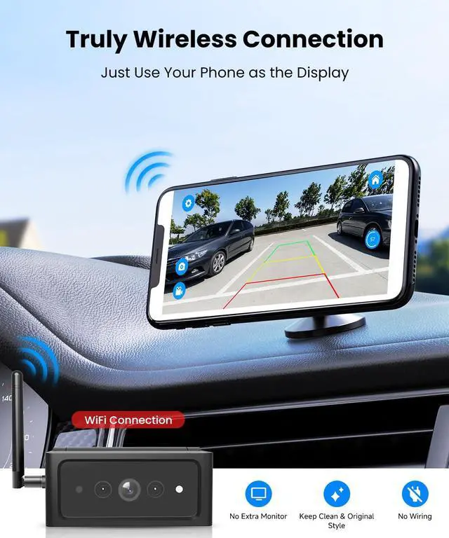 Alt view image 3 of 7 - AUTO-VOX Magnetic Wireless Backup Camera with WiFi Connection | No Monitor Needed, Snaps On in 1 Sec, Solar Powered for Longer Runtime, Reliable Live View up to 230FT for Truck Trailer RV