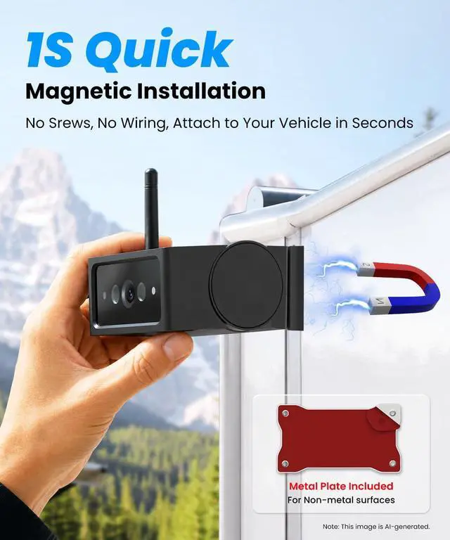Alt view image 4 of 7 - AUTO-VOX Magnetic Wireless Backup Camera with WiFi Connection | No Monitor Needed, Snaps On in 1 Sec, Solar Powered for Longer Runtime, Reliable Live View up to 230FT for Truck Trailer RV