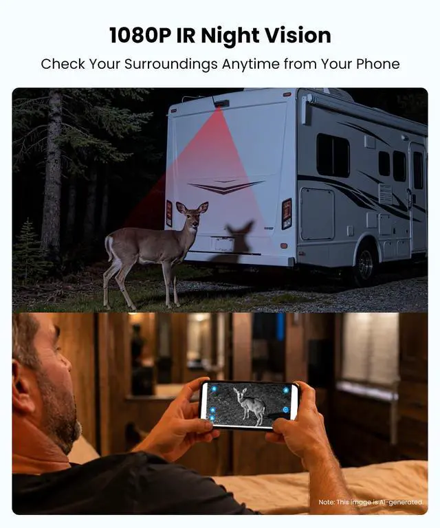 Alt view image 6 of 7 - AUTO-VOX Magnetic Wireless Backup Camera with WiFi Connection | No Monitor Needed, Snaps On in 1 Sec, Solar Powered for Longer Runtime, Reliable Live View up to 230FT for Truck Trailer RV