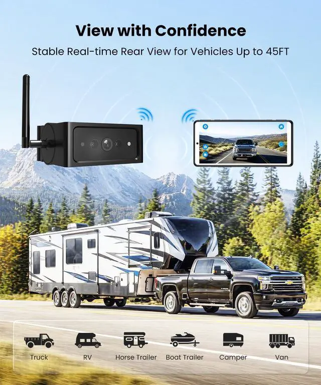 Alt view image 7 of 7 - AUTO-VOX Magnetic Wireless Backup Camera with WiFi Connection | No Monitor Needed, Snaps On in 1 Sec, Solar Powered for Longer Runtime, Reliable Live View up to 230FT for Truck Trailer RV