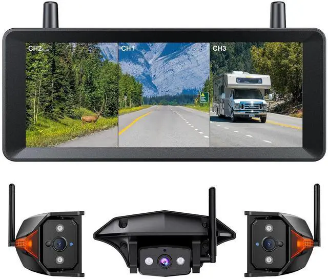Main image of AUTO-VOX RV Backup Camera Wireless: Rear & Side Cameras with 7.2 HD 3 Split-Screen Recording Monitor, Flexible Suction Mount,Stable Signal & Dual Antenna for Camper, Fifth Wheel, Travel Trailer