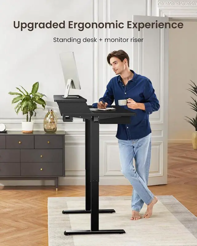 Alt view image 4 of 7 - ErGear 55 X 30 Inch Electric Standing Desk with 4 Drawers, Height Adjustable Desk with Storage, C-Clamp Mount Compatible, Home Office Table with Cable Management Tray, Black