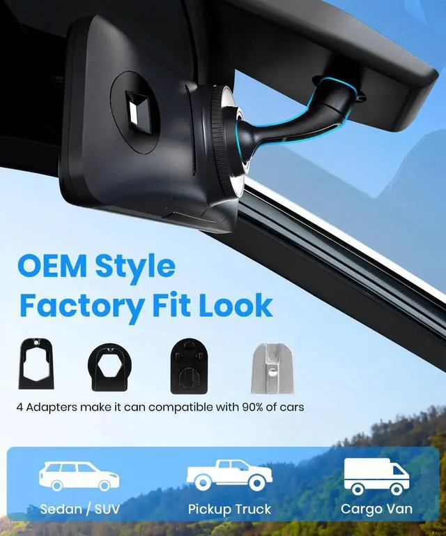 Alt view image 2 of 7 - AUTO-VOX OEM Rear View Mirror Camera with CarPlay & Android Auto: 9.36" Smart Touch Screen, Dual 2K Mirror Dash Cam, Voice Control, Auto Brightness, Clear Night Vision for Car, SUV, Truck