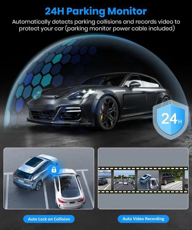 Alt view image 6 of 7 - AUTO-VOX OEM Rear View Mirror Camera with CarPlay & Android Auto: 9.36" Smart Touch Screen, Dual 2K Mirror Dash Cam, Voice Control, Auto Brightness, Clear Night Vision for Car, SUV, Truck