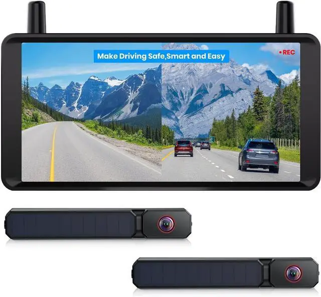Main image of AUTO-VOX 2 Solar Wireless Backup Camera: 6 16:9 HD Monitor with Dual Antenna Strong Signal, Split Screen View for Balanced Dual Views, DVR Recording Back Up Camera for Car, SUV, Truck, Trailer