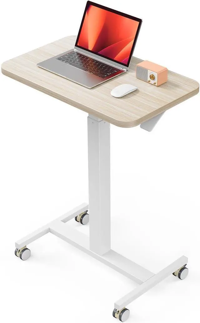 Main image of ErGear Mobile Small Standing Desk, Enhanced Adjustable Height Computer Workstations, Portable Rolling Laptop Desk with 4 Lockable Wheels for Home Office & Classroom, Light Walnut