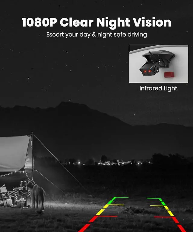 Alt view image 5 of 7 - AUTO-VOX 7" Dual Wireless RV Backup Camera System: 2 Cams for Full Surround View, Plug & Play, 1080P HD Monitor, Night Vision & Wide Angle to Eliminate Blind Spots for Trailers, Campers, Motorhomes