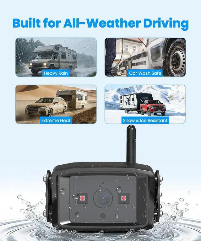 Alt view image 7 of 7 - AUTO-VOX 7" Dual Wireless RV Backup Camera System: 2 Cams for Full Surround View, Plug & Play, 1080P HD Monitor, Night Vision & Wide Angle to Eliminate Blind Spots for Trailers, Campers, Motorhomes