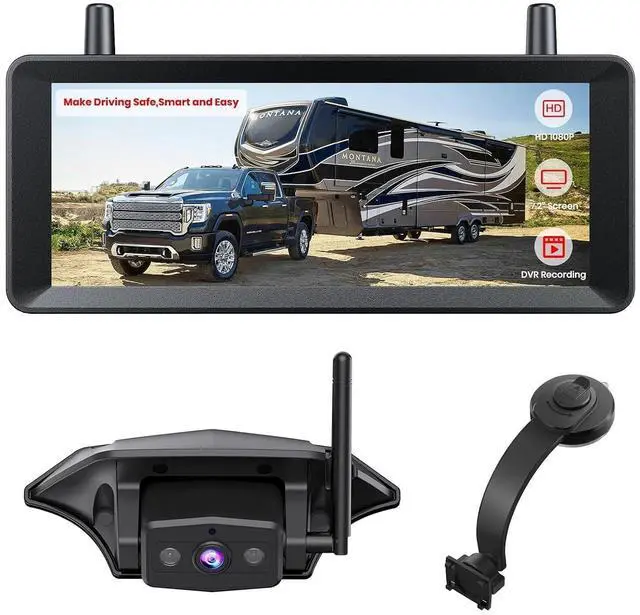 Main image of AUTO-VOX Wireless RV Backup Camera Bundle: 7.2'' Monitor, RV Camera (WF1), Bent Bracket-Flexible Monitor Position,Stable Live View Past 60ft, Super IR Night Vision for Pre-Wired RV, 5th Wheel, Trailer