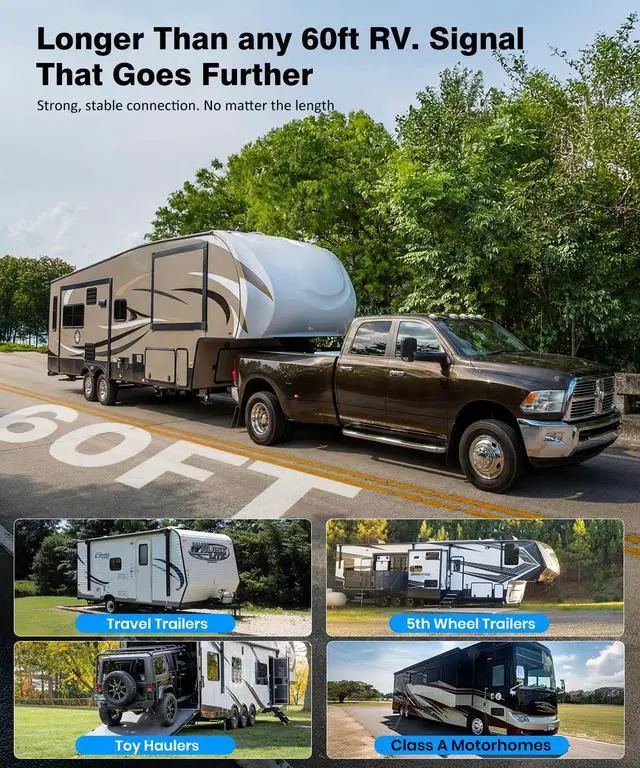 Alt view image 4 of 7 - AUTO-VOX Wireless RV Backup Camera System: Rear & Side Cameras with 7.2" HD Monitor and Flexible Bent Mount, Triple Split View, DVR Recording Back up Camera for RV,Travel Trailer,Motorhome,Camper