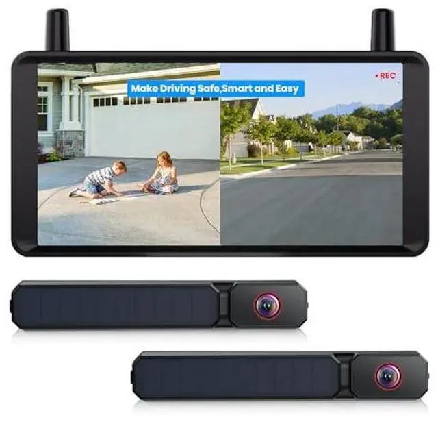 Main image of AUTO-VOX 2 Solar Wireless Backup Camera: 6" 16:9 HD Monitor with Dual Antenna & Strong Signal, Split Screen for Dual Views, DVR Recording Back Up Camera for Car, SUV, Truck, Trailer