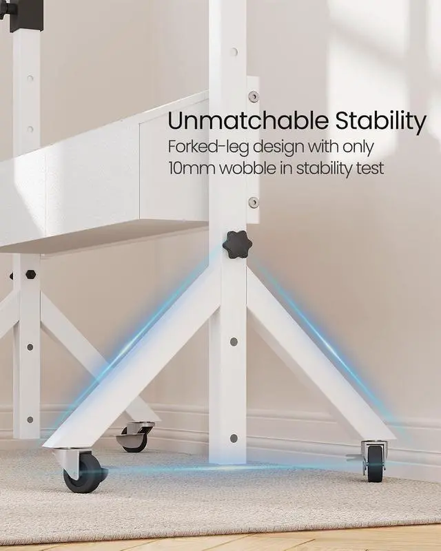 Alt view image 5 of 7 - ErGear Mobile Standing Desk with Wheels, Adjustable Height 28.3 to 46.1, Rolling Laptop Cart with Cup Holder, Storage Basket, Computer & Pen Slot, Home Office Stand Up Desk, White (31.5 x 15.75)