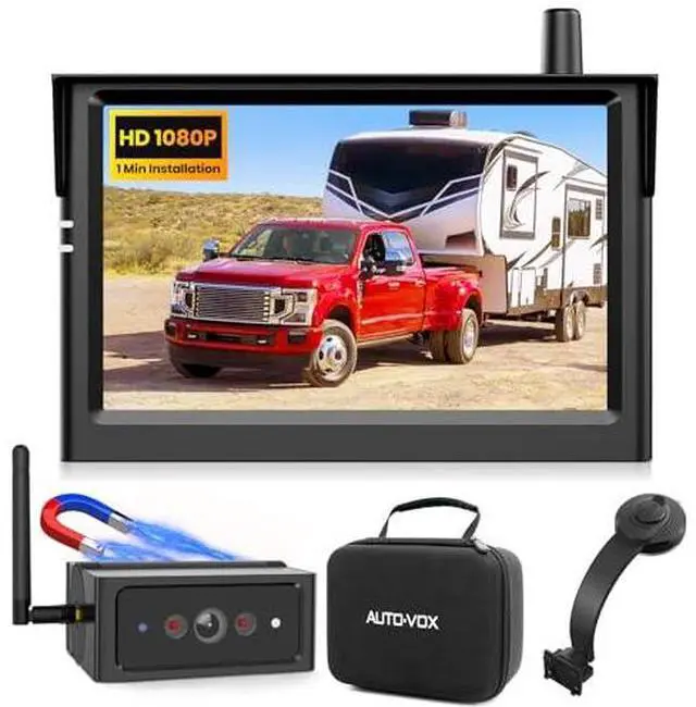 Main image of AUTO-VOX S4B Wireless Backup Camera Bundle: Includes X8 Monitor Mount, Split-Screen Display, Quick Install, IP69K Waterproof, Perfect for Truck, Trailer, RV