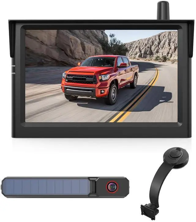 Main image of AUTO·VOX 5" Solar Wireless Backup Camera with Suction Cup Mount, 1080P HD Monitor, Adjustable Windshield Mount, 3 Minute Install, IP69K Waterproof for Car Truck SUV Trailer