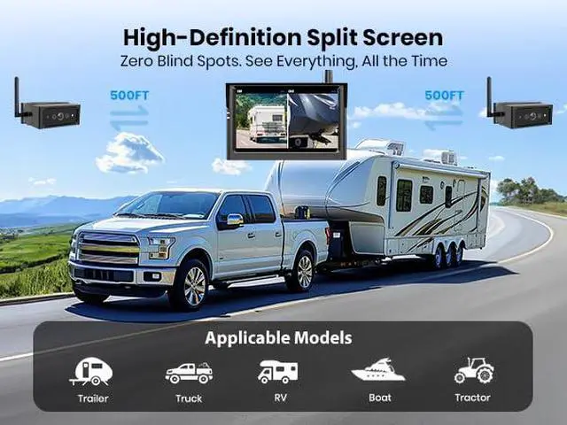 Alt view image 3 of 7 - AUTO-VOX S4B Dual Wireless Backup Camera Bundle: Includes 4PIN USB Cable & Flexible Adjust Monitor Mount, Split-Screen Display, Quick Install, IP69K Waterproof, Perfect for Truck, Trailer, Car