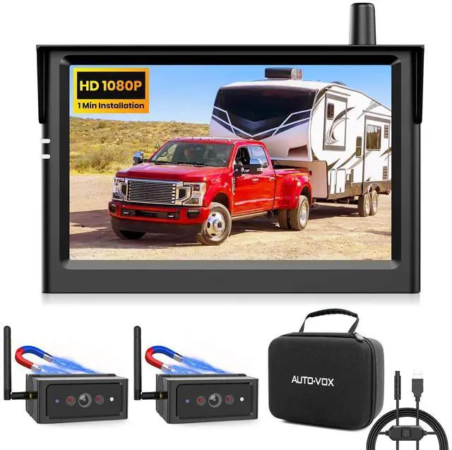 Main image of AUTO-VOX S4B Wireless Backup Camera Bundle: Includes 4PIN USB Cable & S4B CAM, Split-Screen Display, Quick Install, IP69K Waterproof, Ideal for Truck, Trailer, or Car