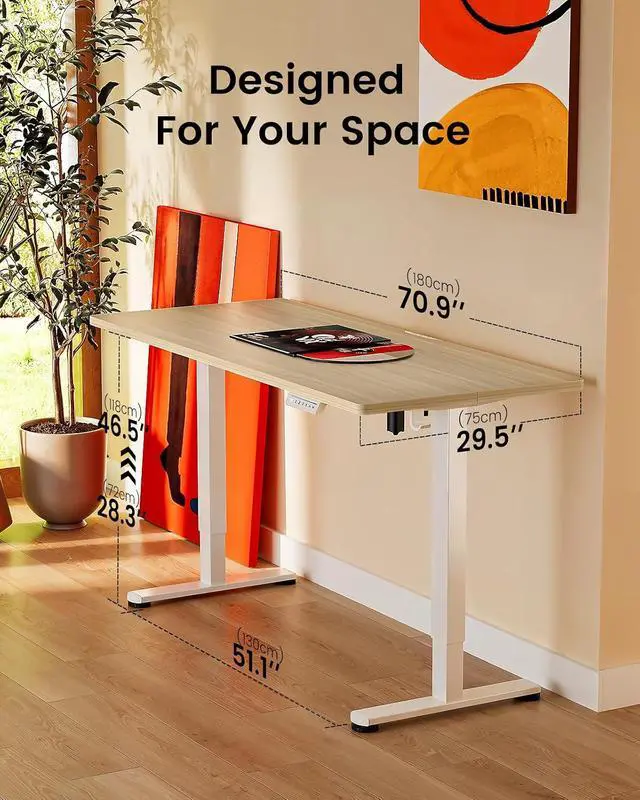 Alt view image 4 of 7 - ErGear Height Adjustable Electric Executive Standing Desk with Dual File Cabinet, 71 x 30 Inches Sit Stand up Desk, 4 Memory Computer Home Office Desk with 2 Hooks, Natural, 3 Packages