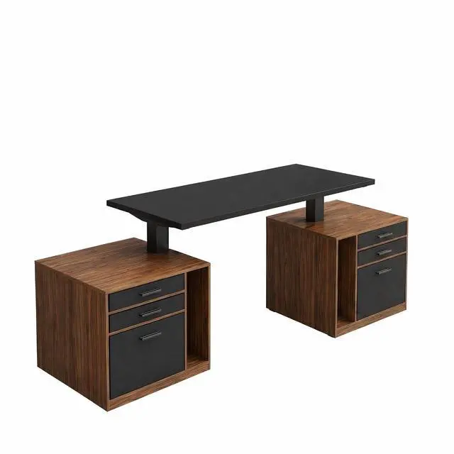 Main image of ErGear Height Adjustable Electric Executive Standing Desk with Dual File Cabinet, 63 x 28 Inches Sit Stand up Desk, 4 Memory Computer Home Office Desk with 2 Hooks, Black, 3 Packages