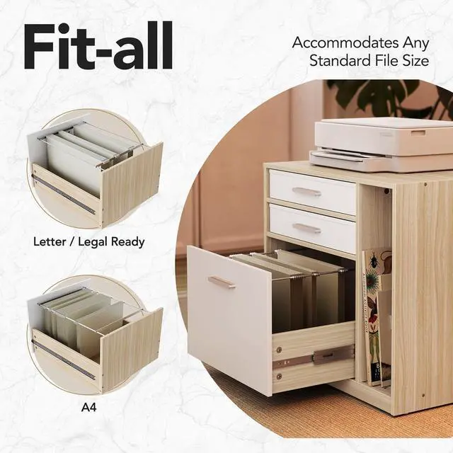 Alt view image 5 of 7 - ErGear Height Adjustable Electric Executive Standing Desk with Dual File Cabinet, 71 x 30 Inches Sit Stand up Desk, 4 Memory Computer Home Office Desk with 2 Hooks, Natural, 3 Packages