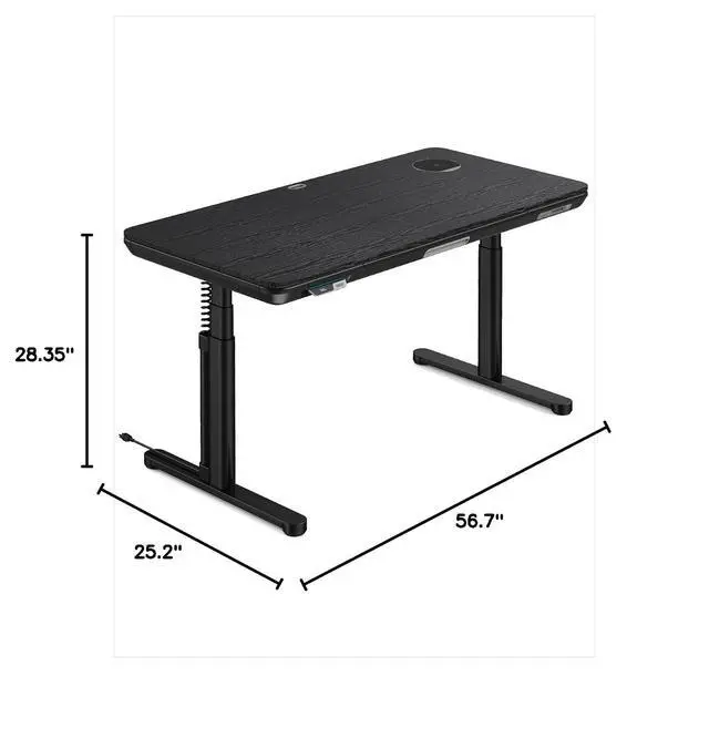 Alt view image 2 of 7 - ErgoAV Smart Executive Electric Standing Desk, Wireless Charging, with Storage Drawer, Hidden Power Strip, Black