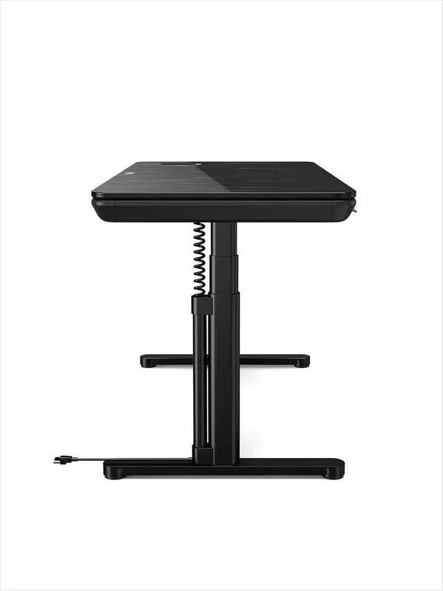 Alt view image 6 of 7 - ErgoAV Smart Executive Electric Standing Desk, Wireless Charging, with Storage Drawer, Hidden Power Strip, Galaxy Glass