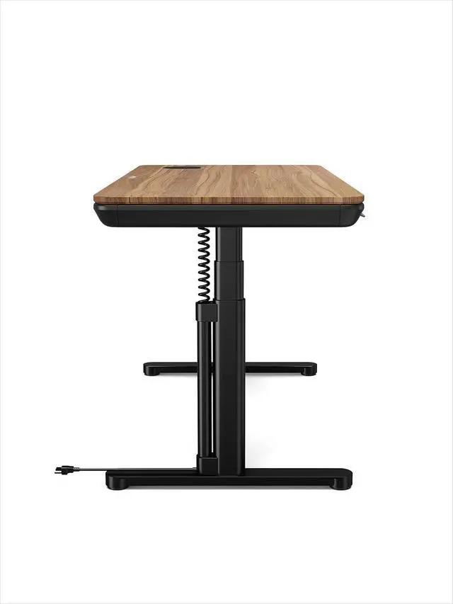 Alt view image 7 of 7 - ErgoAV Executive Smart Electric Standing Desk, Wireless Charging, with Storage Drawer, Hidden Power Strip, Walnut