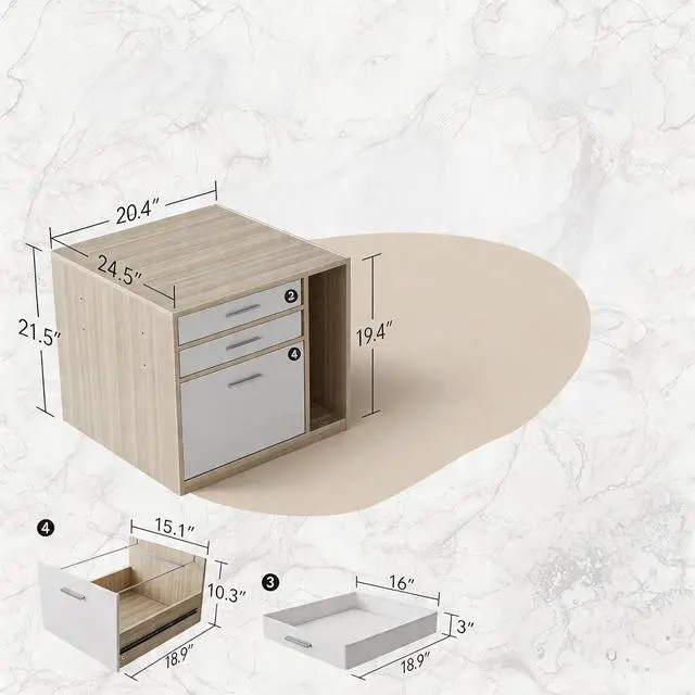 Alt view image 3 of 7 - ErGear Height Adjustable Electric Executive Standing Desk with Dual File Cabinet, 63 x 28 Inches Sit Stand up Desk, 4 Memory Computer Home Office Desk with 2 Hooks, Natural, 3 Packages