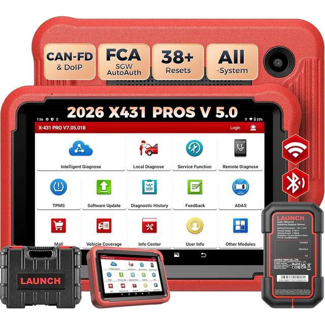 Main image of Launch X431 PROS V 5.0: 2026 Bluetooth Bidirectional Scan Tool with ECU Coding 38+ Reset for All System Car Diagnostic CANFD DOIP OBD2 Scanner 2 Yrs Update, Upgraded of PROS Elite, Same as V+