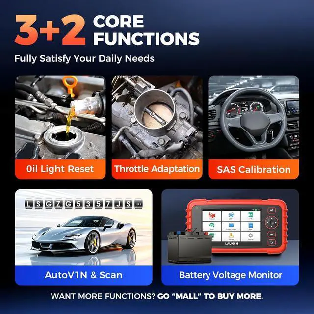 Alt view image 3 of 7 - Launch CRP 123X Plus 2026 OBD2 Scanner Diagnostic Tool, All System Car Scan Tool Lifetime F.Ree Update, Oil Reset, SAS Calibration, Throttle Adaptation, Auto VIN, Battery Test, Upgraded of CRP123X