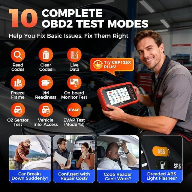 Alt view image 4 of 7 - Launch CRP 123X Plus 2026 OBD2 Scanner Diagnostic Tool, All System Car Scan Tool Lifetime F.Ree Update, Oil Reset, SAS Calibration, Throttle Adaptation, Auto VIN, Battery Test, Upgraded of CRP123X